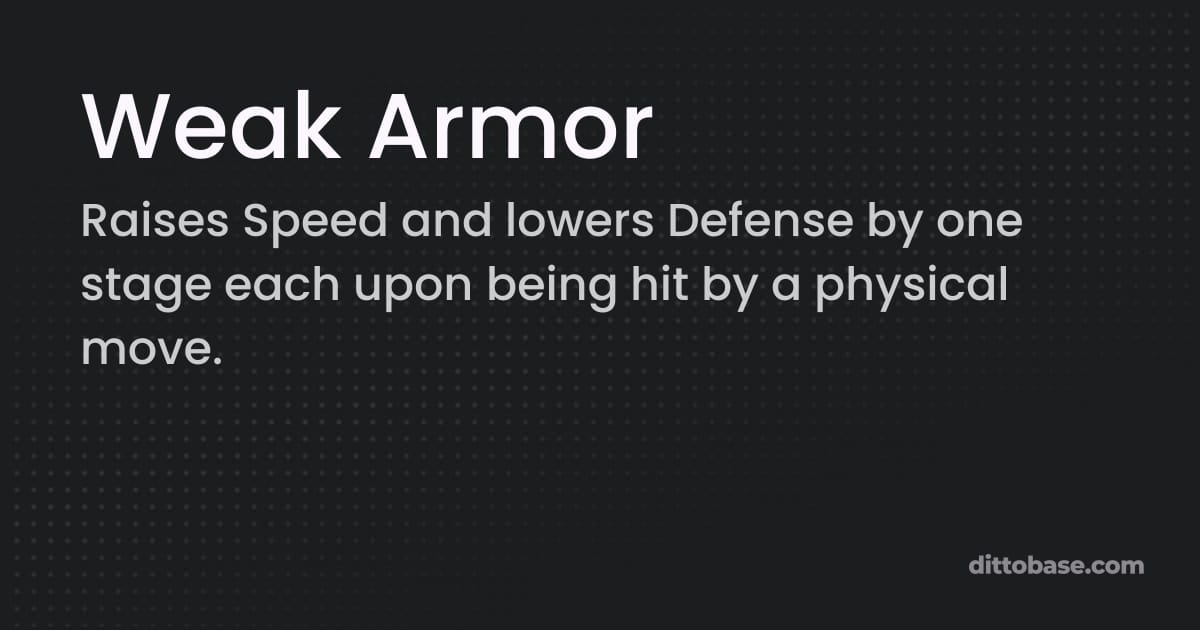 Weak Armor - Pokémon Ultra Sun & Ultra Moon Ability | Dittobase