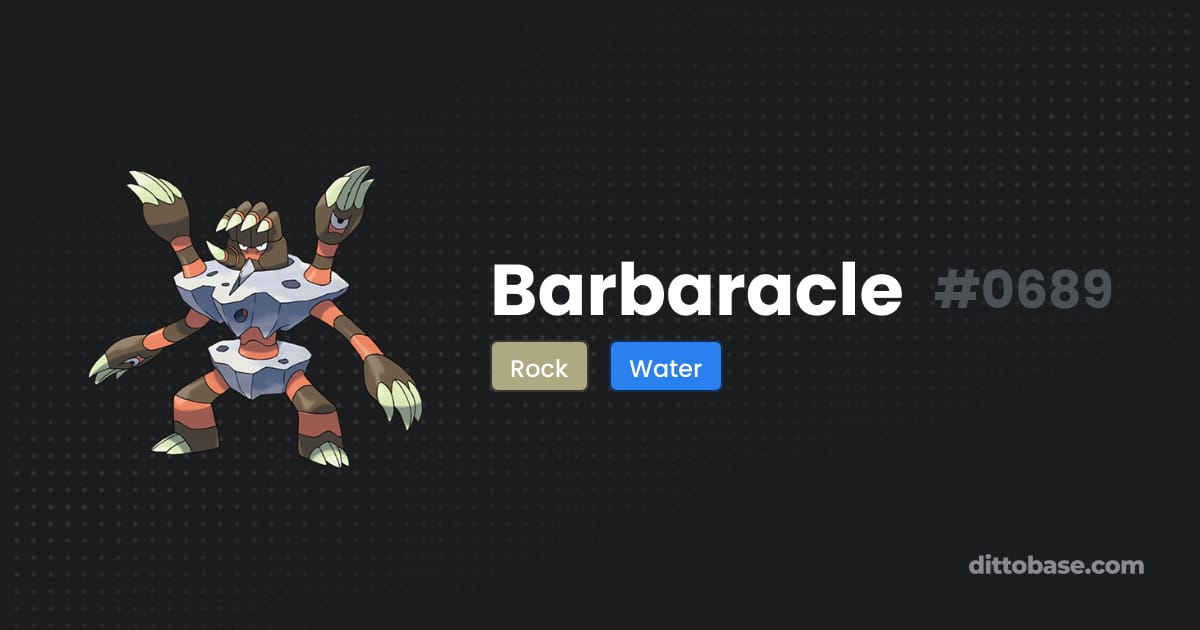 Barbaracle Type Barbaracle | Dittobase Pokédex