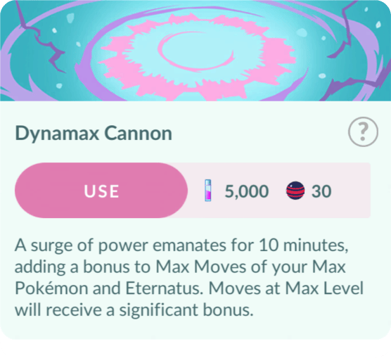 Dynamax Cannon Adventure Effect screen in Pokémon GO