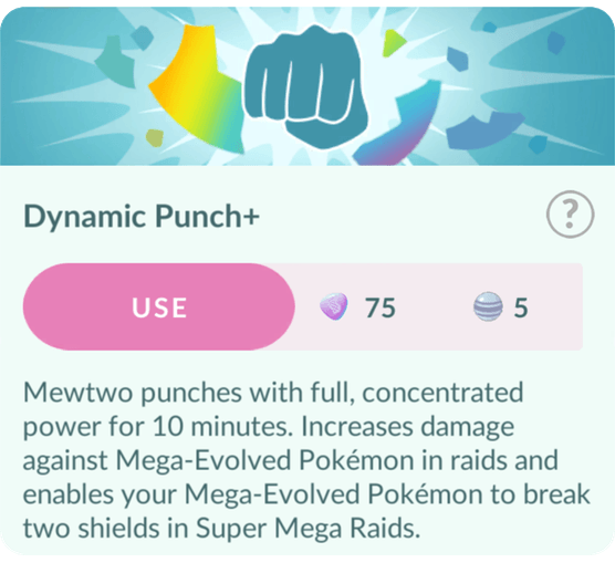Dynamic Punch+ Adventure Effect screen in Pokémon GO