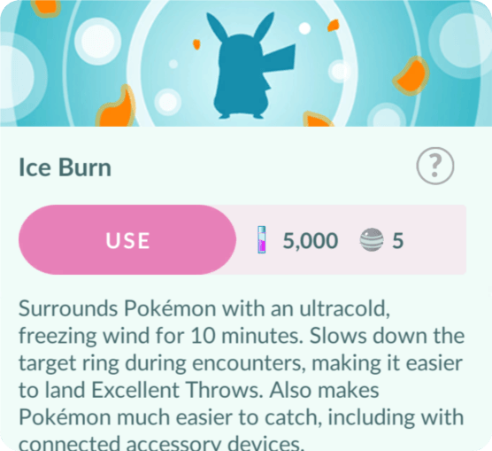 Ice Burn Adventure Effect screen in Pokémon GO